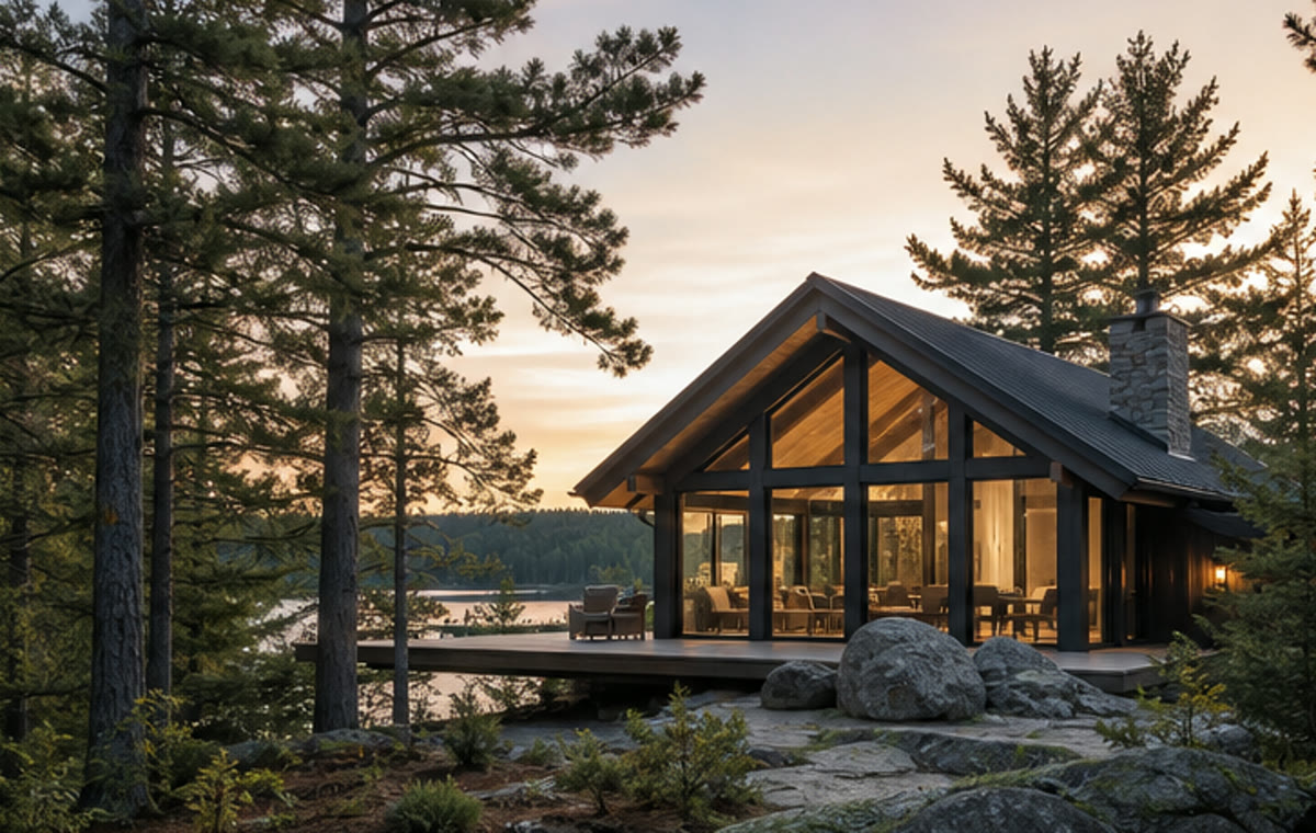 Timber villa built around mature pines