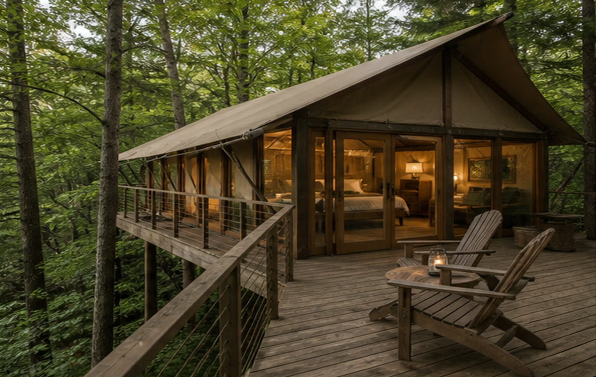 Treetop deck above the Muskoka forest